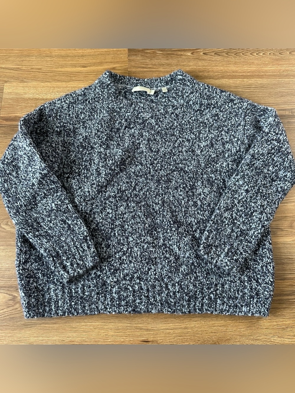VINCE Marled Cashmere Wool Blend Sweater Crewneck Pullover Preppy Blue SZ Small